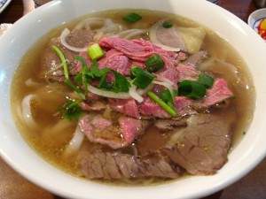 Pho Tai Raw beef still red Fresh Rice Noodles with Eye Round Steak